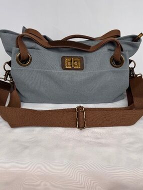 Zede Paris Pont-des-Arts Washed Canvas Crossbody Bag - Blue